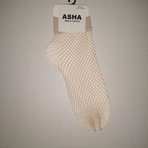 Asha Nude Fishnet Ankle Socks Casual Party Streetwear Retro Hipster Fetish Goth